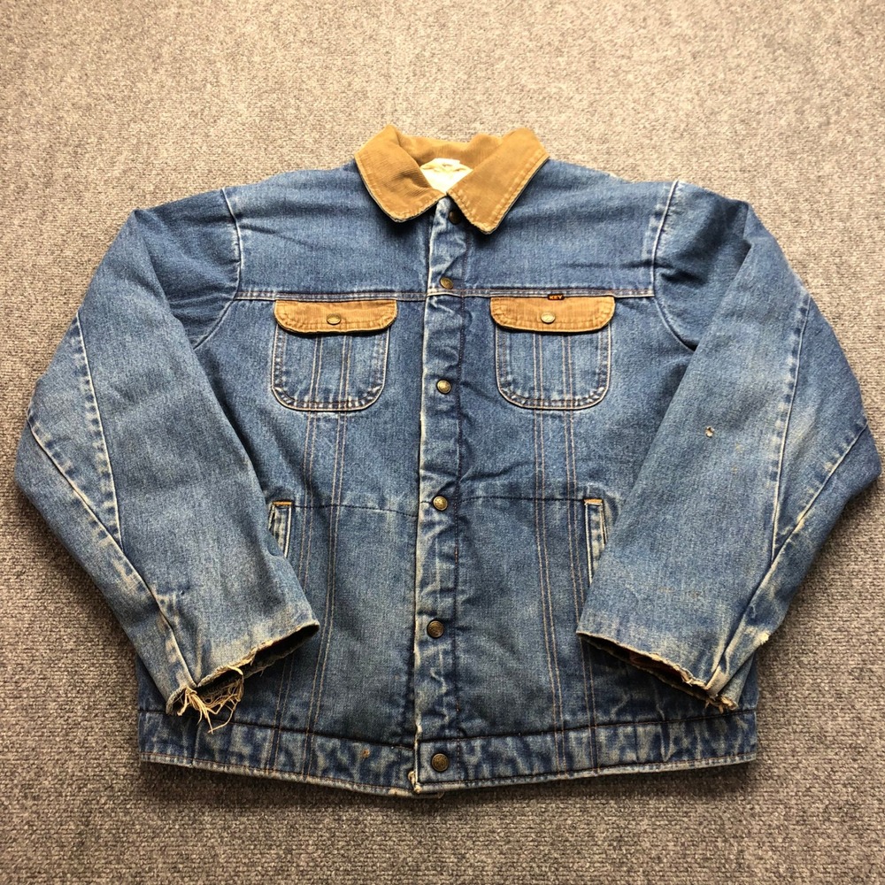 Vintage Key Imperial Denim Trucker Jacket Mens 44 Long Borg Lined Made in USA